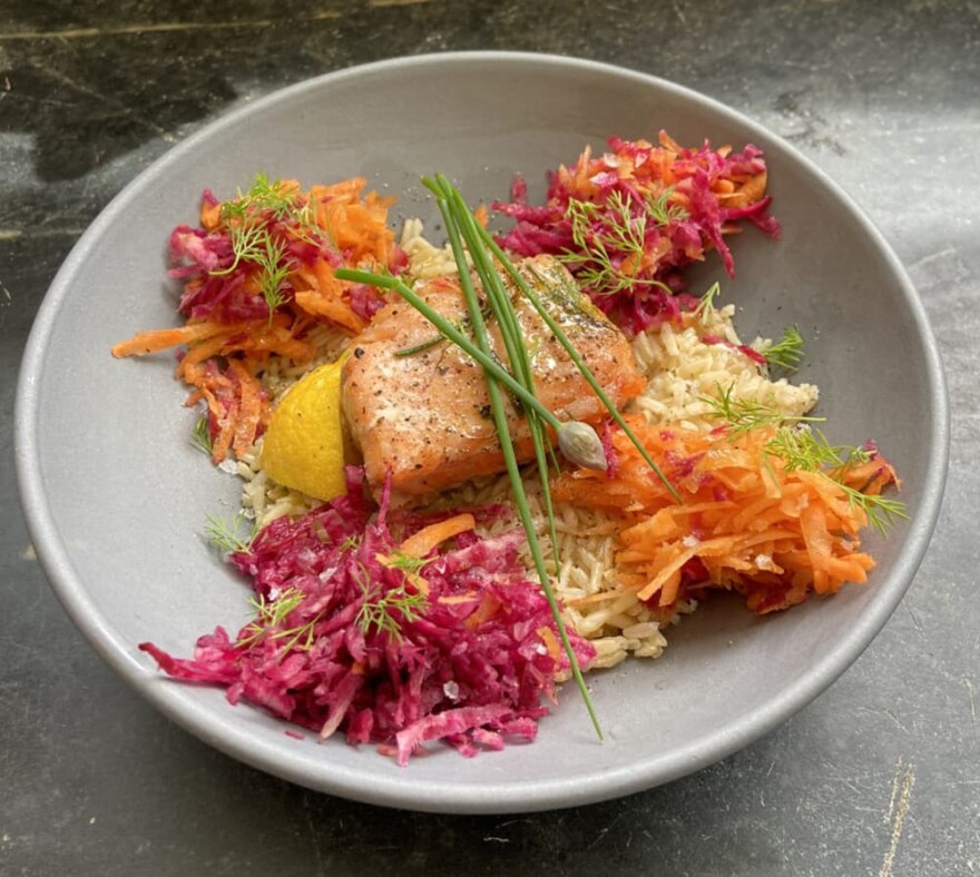 Leftover salmon bowl by Kathy Gunst (Courtesy)