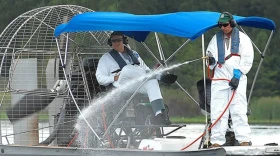 Sprayers like this one are used to control plant growth that threatens to choke Lake Okeechobee.