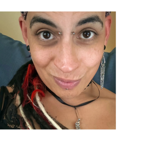 Iden Crockett self portrait that is a close up of her face