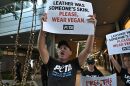 Activists with People for the Ethical Treatment of Animals, known as PETA, protested outside the Coach store in Brickell City Centre in Miami on Black Friday to call attention to the luxury retailer’s sale of “animal and planet-killing leather.”