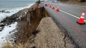 A section of the Pacific Coast Highway near Deer Creek Road in Ventura County damaged by the heavy waves which hit the coast around Labor Day.