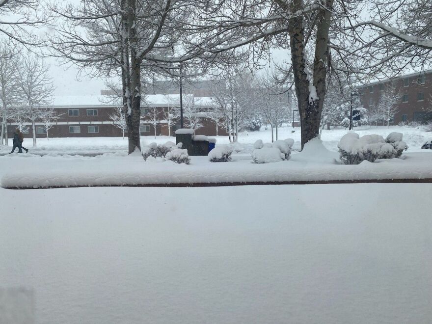 Snow on the Flagstaff campus of Northern Arizona University
