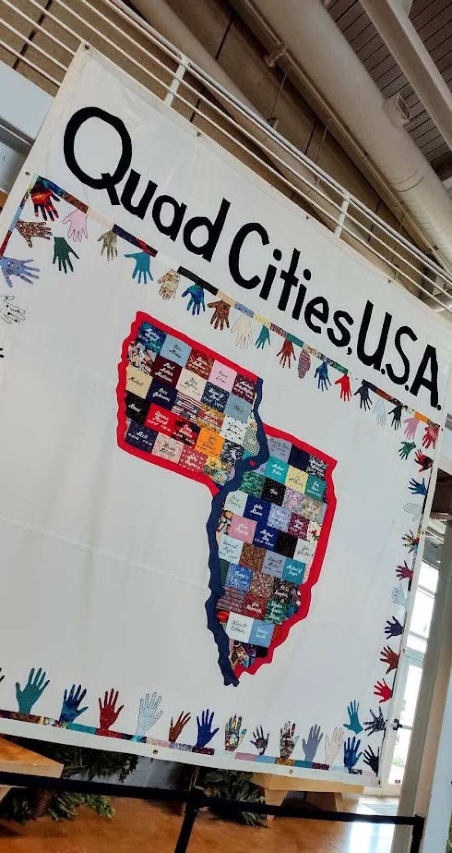 A Quad Cities Pride quilt displayed at Davenport's Putnam Museum.