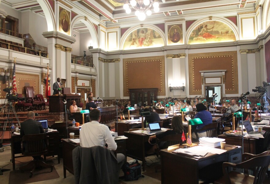 The St. Louis Board of Aldermen chambers on July 7, 2017.