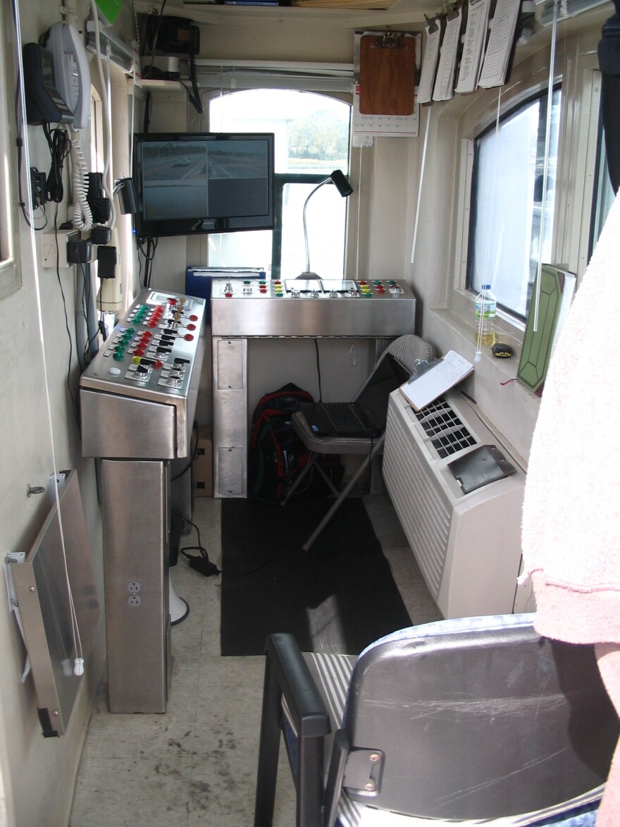 Welcome to your office! Watch your head. This is the tenderhouse at the Ortega River Bridge in Jacksonville, Fla.