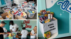 Stock Their Shelves collected classroom supplies for teachers and assembled them into baskets at Frost Frozen Bar in Kansas City’s Westport neighborhood.
