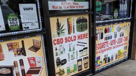 CBD products advertised for sale at a Phoenix shop