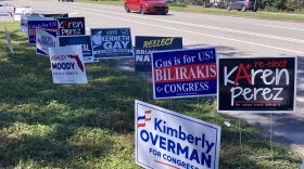 Campaign signs along a highway