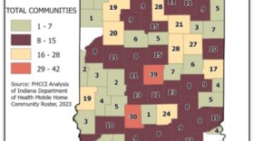 A map of mobile and manufactured home communities in Indiana.