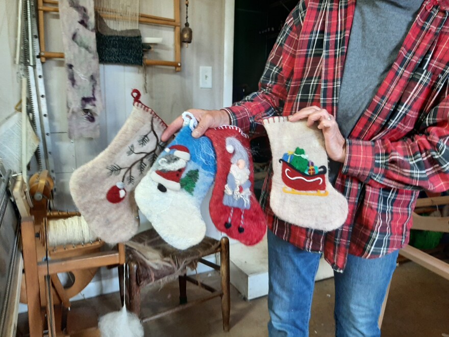 Kathy's wool stockings made from left over wool scraps.