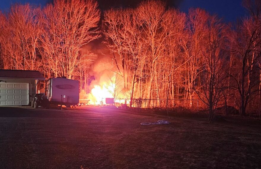 Shed on fire near Merrill