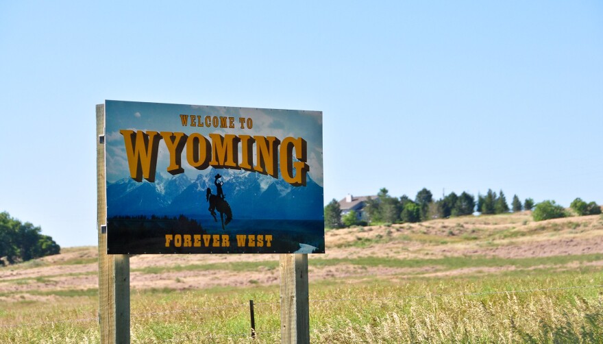 A photo taken on July 3, 2011 of the Wyoming state sign. 