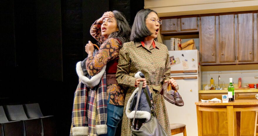 Angeleia Ordoñez (Luna) and Bridget Kim (Jane) in a 2025 production of 'Heart Sellers' at the Cincinnati Playhouse in the Park. The show will run at the Wells Theatre in Norfolk Oct.