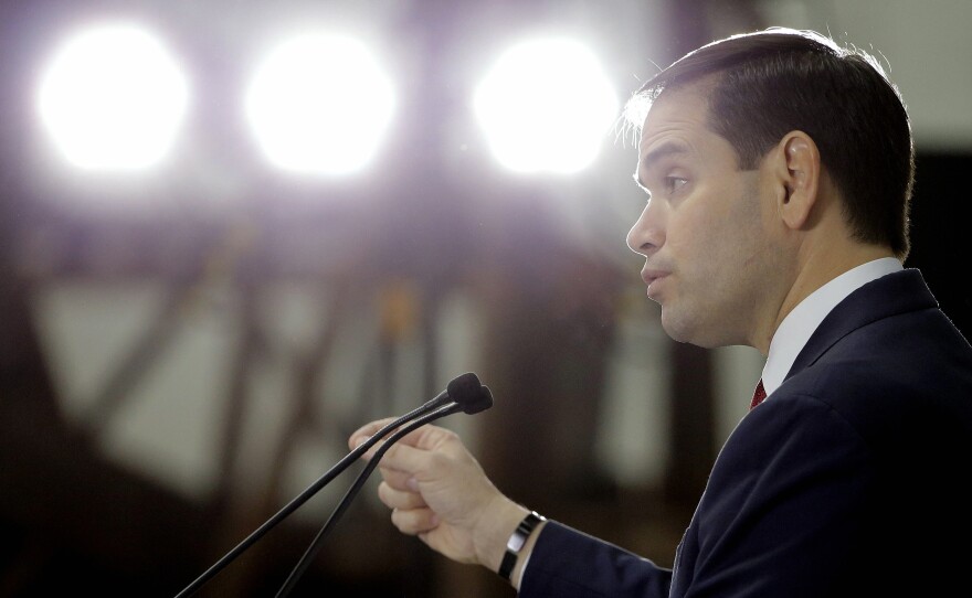 Sen. Marco Rubio, R-Fla. speaks during a campaign stop in Sarasota, Fla.