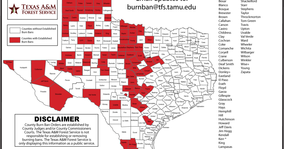 Burn Ban In Effect For 75 Texas Counties TPR