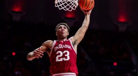Indiana's Trayce Jackson-Davis goes up for a slam dunk at Illinois Thursday night.