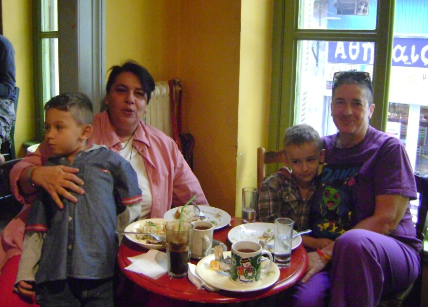 Stella Bellia (left) is the president of Rainbow Families Of Greece, a coalition of same-sex couples with children. She and her Italian partner, Grazia-Haris Scocozza, have twin boys.