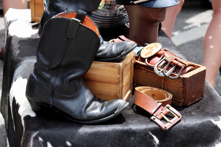 Items for sale at Alex Patterson's Ride on Vintage shop at Concord's Market Days Festival.