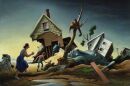 Thomas Hart Benton captured the 1951 Flood's grim aftermath in his painting 'Flood Disaster' also called 'Home Coming - Kaw Valley '