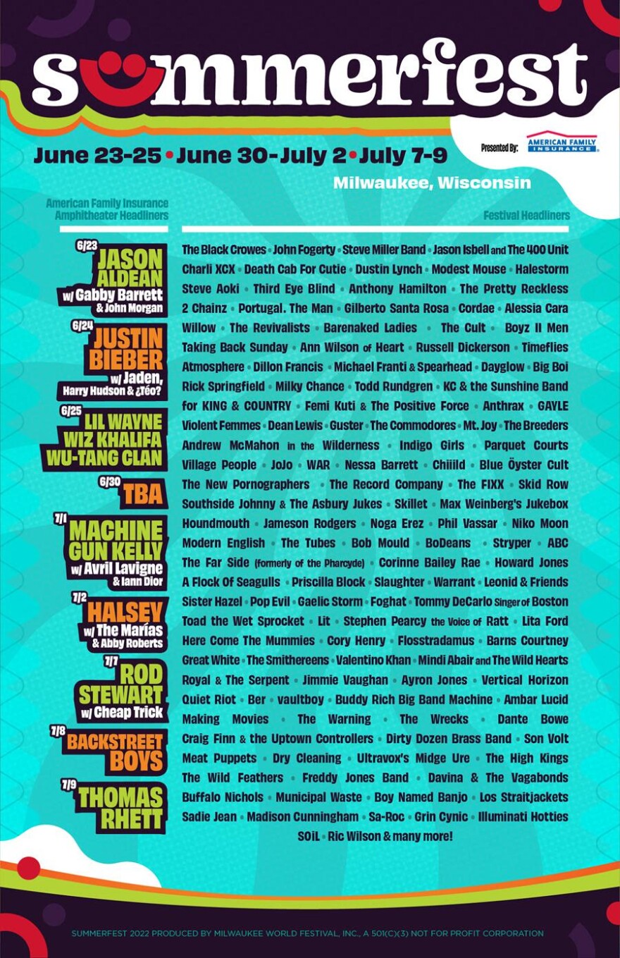 Summerfest shares 2025 headliner lineup including Halsey, Backstreet