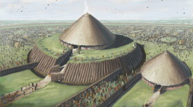 An artistic reconstruction drawing of Rathcroghan at a time of gathering. (Rathcroghan Visitor Centre)