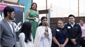 Aina Marzia speaking at Rep. Veronica Escobar's campaign launch event. (Courtesy of Aina Marzia)