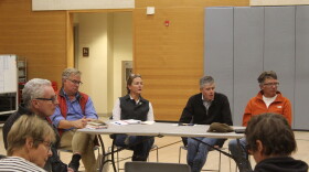 From left to right, Rob Ittner, Emily Kolbe, Ted Mahon and John Doyle participate in a debate in Woody Creek on Sept. 24, 2026. Kolbe and Mahon are running for the District 2 seat on the Pitkin County Board of County Commissioners. Ittner and Doyle are running for the District 1 seat.