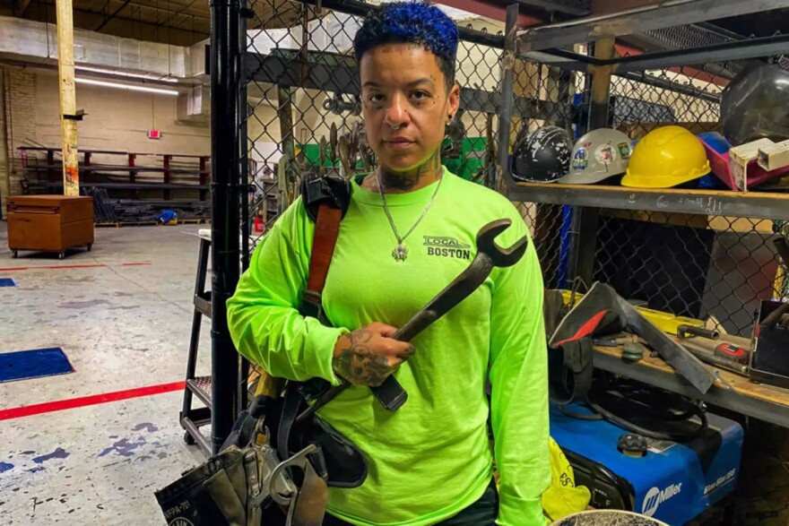 Rachel Jackson, a union ironworker, is helping to build the Revolution Wind project.