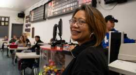 a woman at a bingo hall