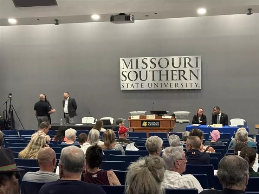 Residents sitting in the Missouri Southern State University lecture hall.