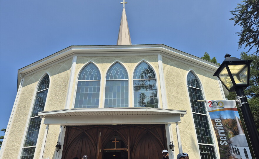Different views of St. Vincent de Paul church in Niagara-on-the-Lake