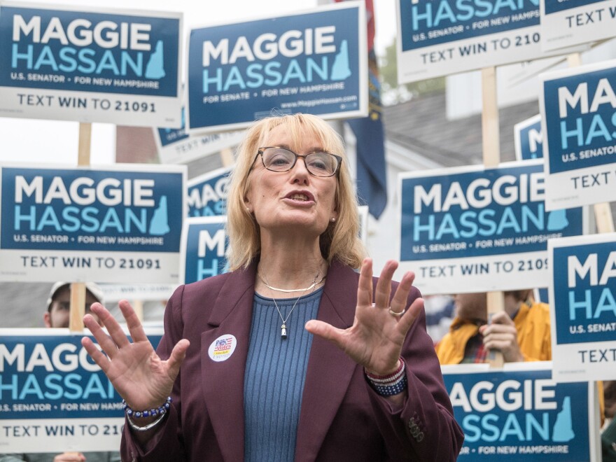 Incumbent Sen. Maggie Hassan in Newfields, N.H., in September. The Democrat defeated Republican challenger Don Buldoc, who ran on combating inflation and, during the primaries, supported Trump's unfounded claim that that the 2020 presidential election was stolen.