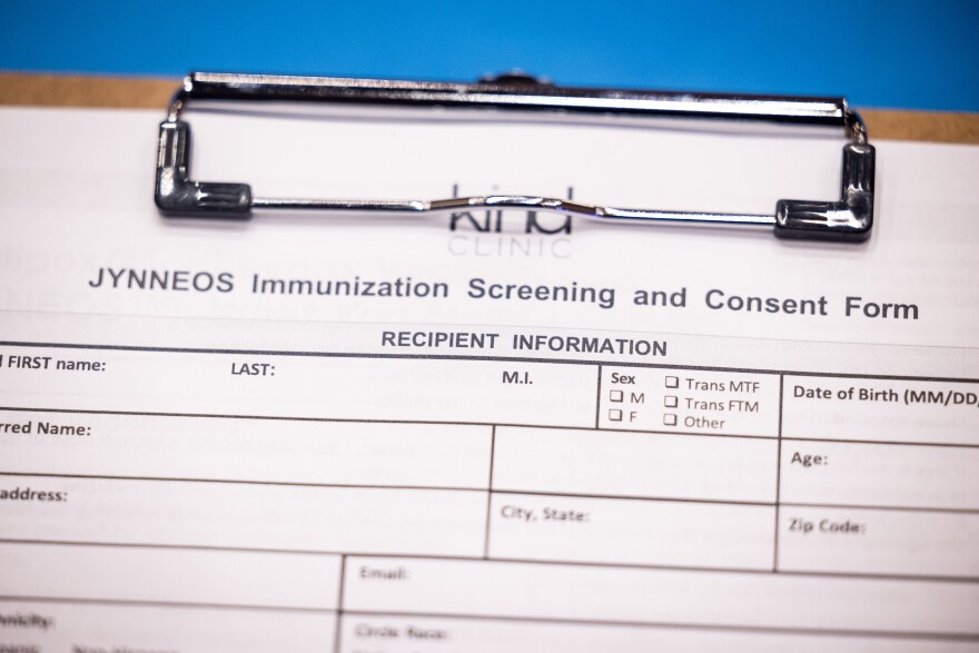 A photo of an immunization form for the Jynneos mpox vaccine.