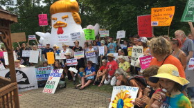Anti-Trump protesters at Watertown Public Square.