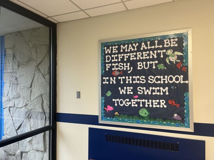 A sign located in the hallway of the Special Education Learning Facility, known as SELF school, in Valparaiso, Ind. The school is operated by Porter County Education Services, a special education system that provides services to about 4,200 students with disabilities in northwestern Indiana.