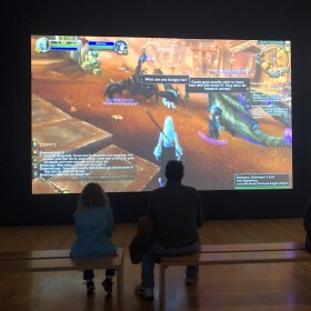 a photo of the video game art exhibit 