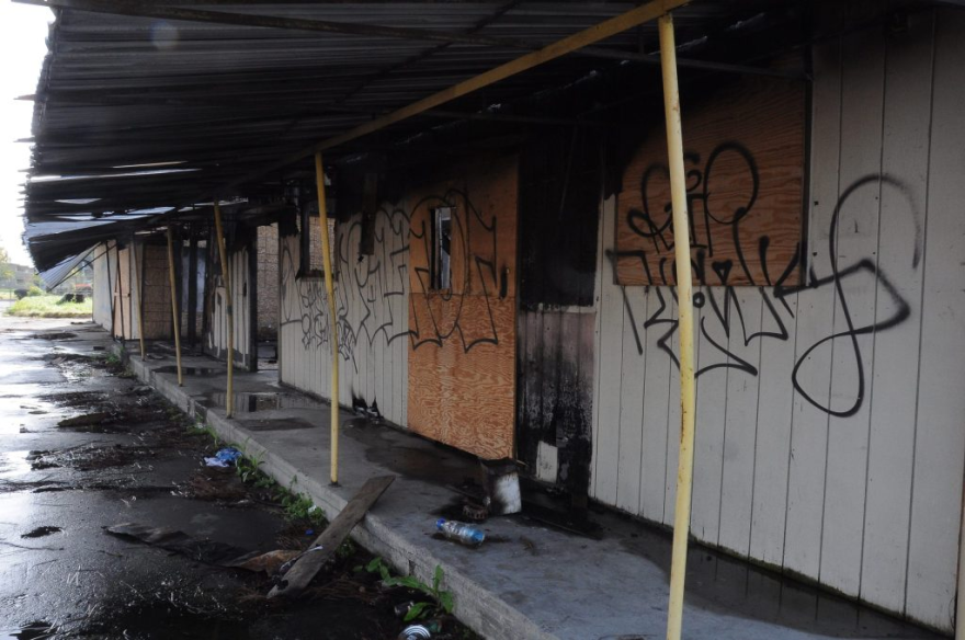 Graffiti now covers the rear portion of the former Merced Sun-Star building at 3033 G Street in Merced.