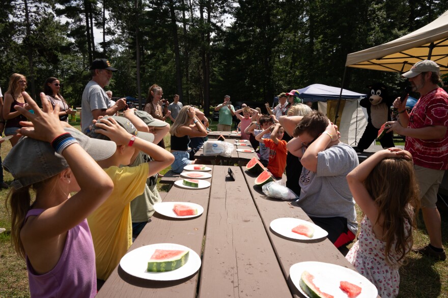 The watermelon eating contest at the Oneida County Fair.