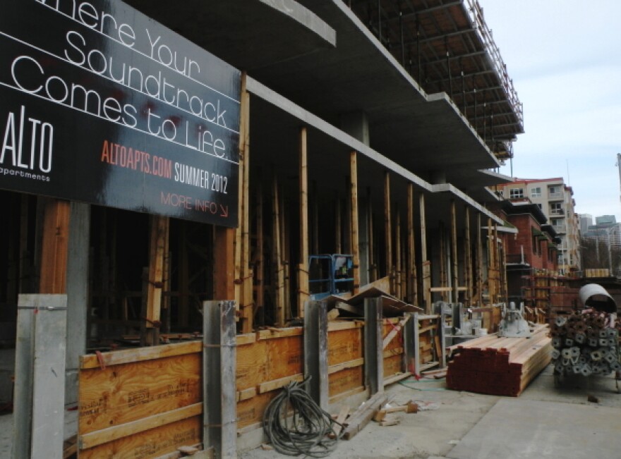 Developers broke ground on the Alto Apartments in Seattle's Belltown neighborhood in November 2010. It's part of a rush to build more rental units in the city.