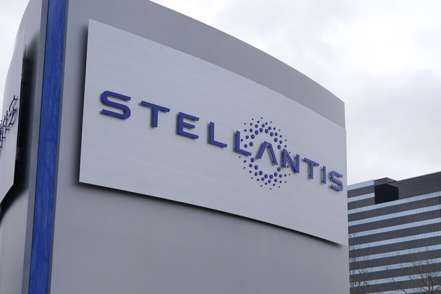 The Stellantis sign is seen outside the Chrysler Technology Center, Jan. 19, 2021, in Auburn Hills, Mich.