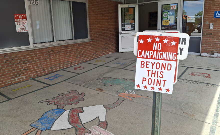 No campaigning beyond the Road Runner - sign at Manchester, Ward 2 polls on Sept. 8, 2026.