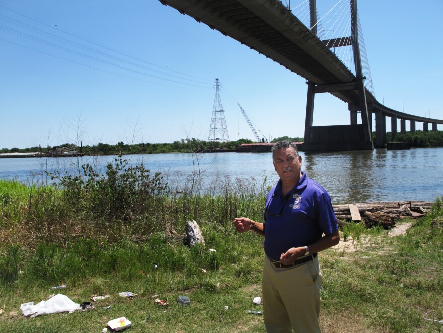 Eric Finley leads tours for the Dora Franklin Finley African-American Heritage trail in Mobile. The riverfront is where the schooner Clotilda smuggled enslaved Africans more than 50 years after the U.S. had outlawed the slave trade.