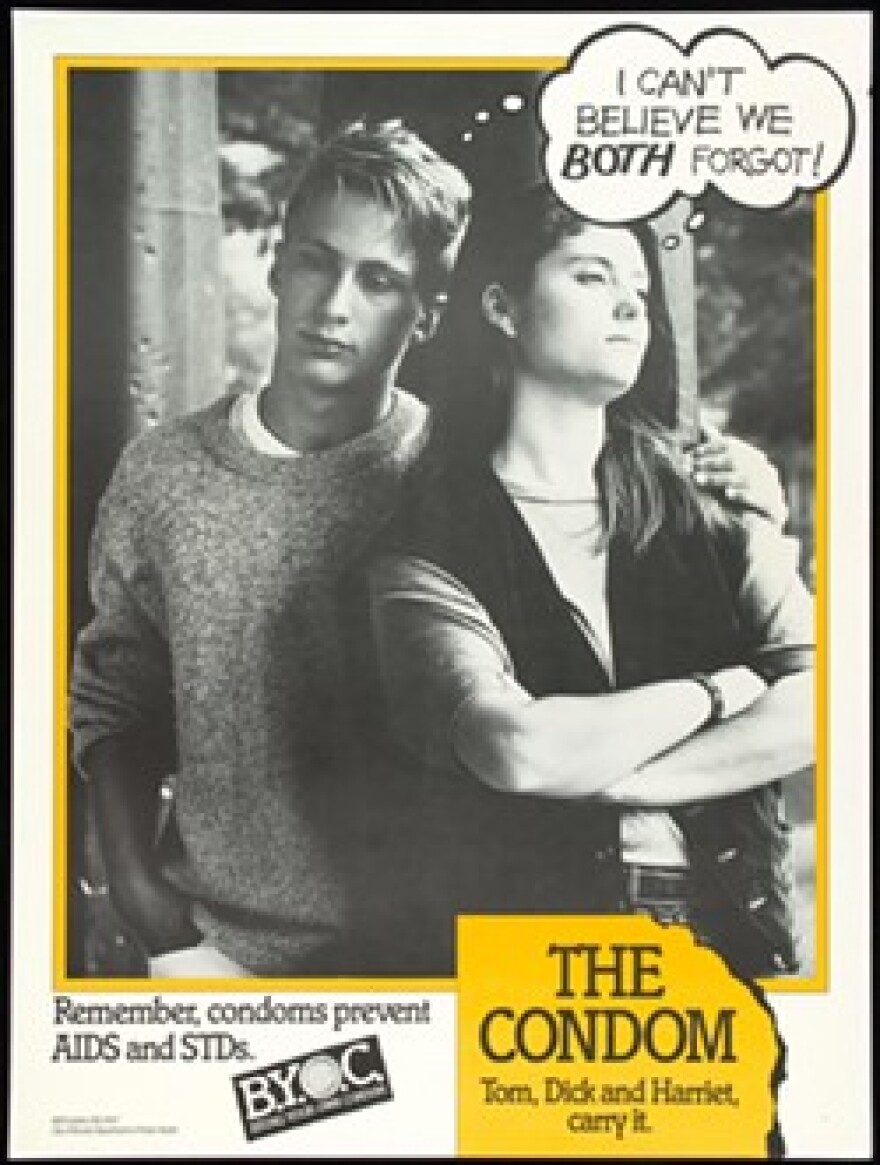 The AIDS posters featured in "Up Against the Wall" were intended to inform and help instill personal responsibility, particularly with regard to save sex.