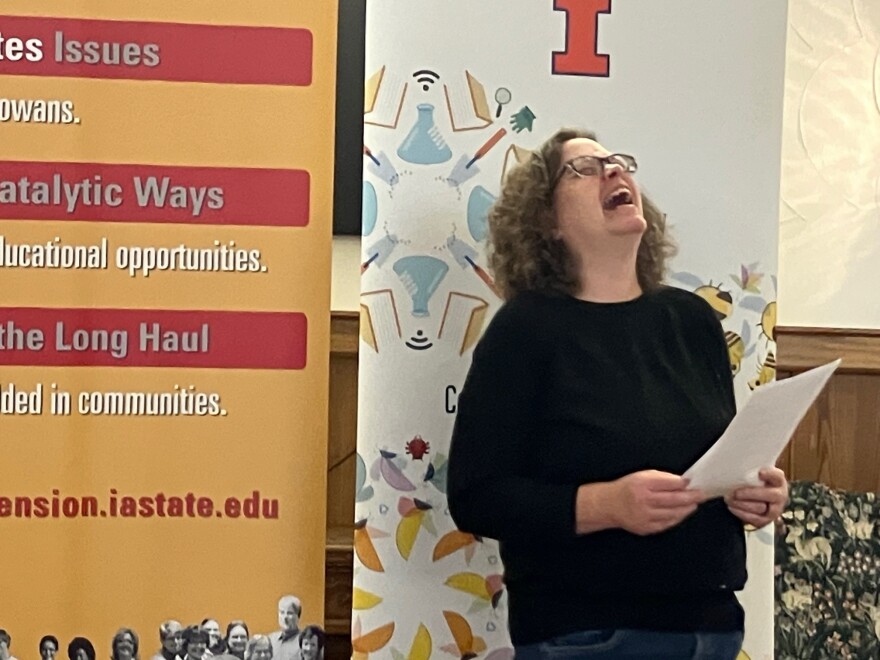 Tapestry Farms executive director Ann McGlynn laughs during a press conference Monday, Nov. 24, 2025.