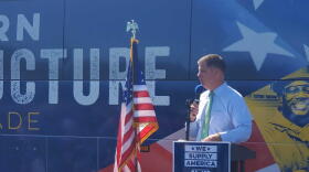 U.S. Secretary of Commerce Marty Walsh speaks at United Steelworkers' "We Supply America" bus tour.