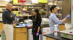 Virologist John Patton and his students at his Indiana University lab.