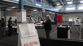 Poll workers assist Soldotna Precinct voters on Election Day on Tuesday, Aug. 18, 2026 in Soldotna, Alaska.