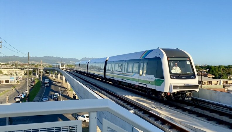 honolulu rail hart train at Waipahu Station
