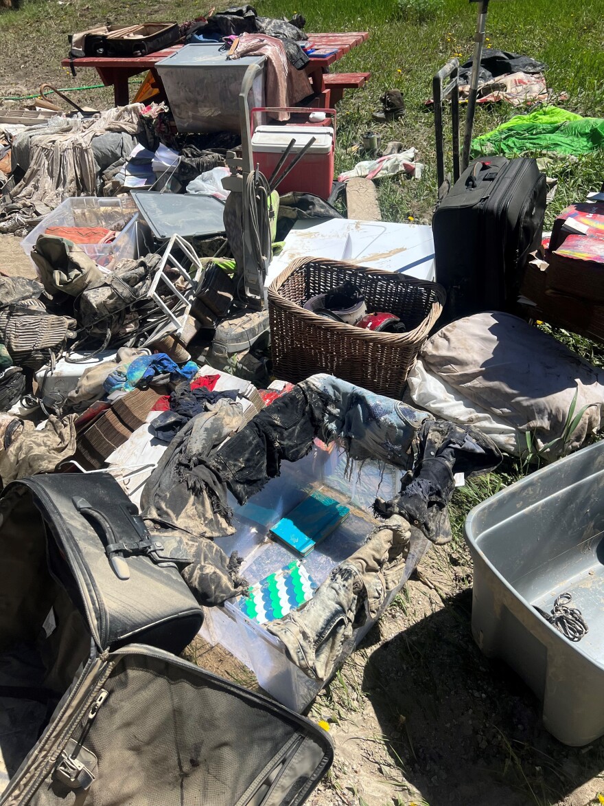 Many belongings that were in basements in Red Lodge were covered with mud and ruined by the flooding.