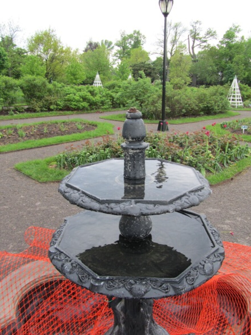 Damaged fountain at Delaware Park